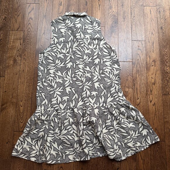 UNTUCKit Amara Dress Large Black White Drop Waist Sleeveless Button Up Linen - Picture 13 of 14